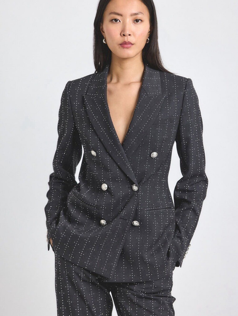Derek Lam 10 Crosby Walter Crystal-Embellished Double-Breasted Blazer